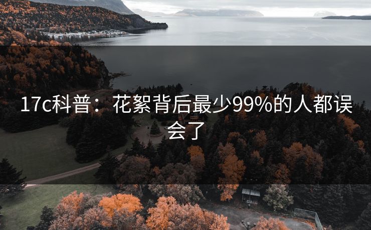17c科普：花絮背后最少99%的人都误会了