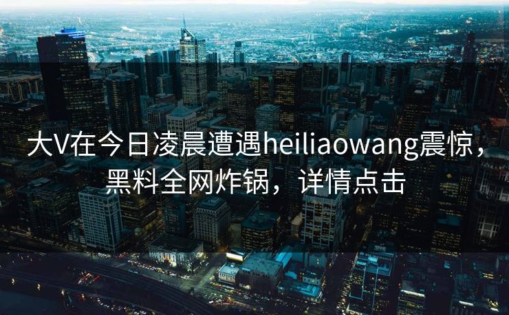大V在今日凌晨遭遇heiliaowang震惊，黑料全网炸锅，详情点击